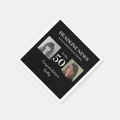 Headline Nieuws 50e verjaardag Zwart-wit Foto Servet (Hoek)