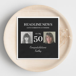 Headline Nieuws 50e verjaardag Zwart-wit Foto Servet