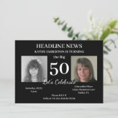 Headline Nieuws Krant 50e foto Verjaardagsfeest Kaart (Staand voorkant)