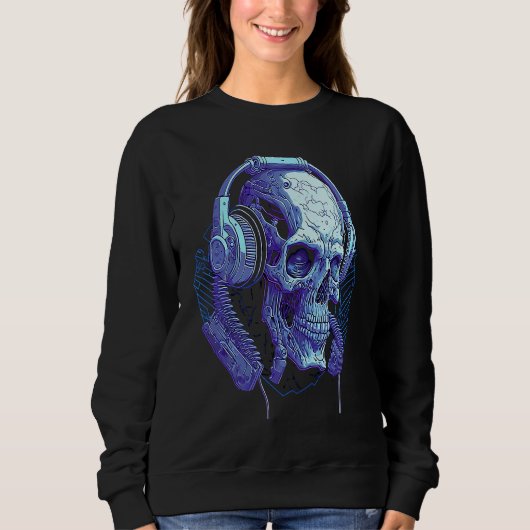 Headphone Skull DJ Halloween Creepy Trui (Voorkant)