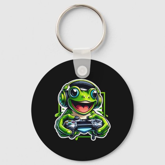 Headphone Video Game Frog Gaming  Sleutelhanger (Voorkant)
