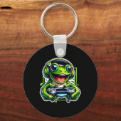 Headphone Video Game Frog Gaming  Sleutelhanger (Voorkant)