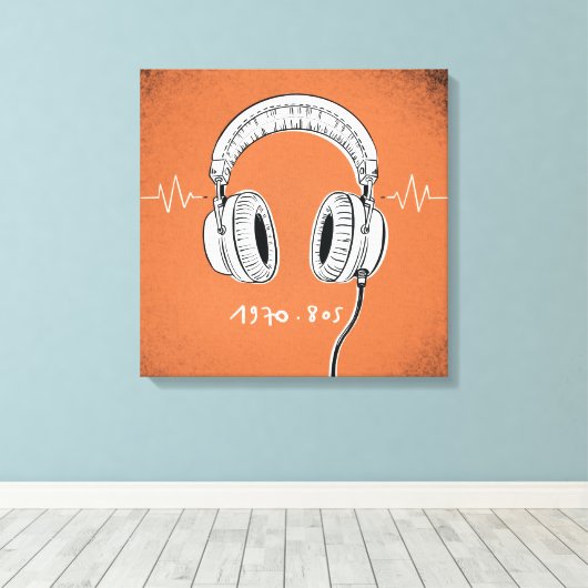 Headphones 1970–80s  canvas afdruk (Insitu (Houten vloer))