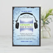 HEADPHONES Bar Bat Mitzvah Uitnodiging (Staand voorkant)