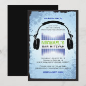 HEADPHONES Bar Bat Mitzvah Uitnodiging (Voorkant / Achterkant)