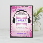 HEADPHONES Bat Mitzvah Uitnodiging (Staand voorkant)