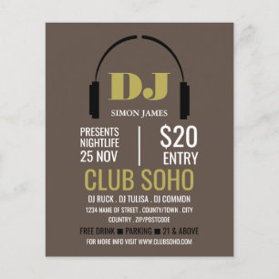 Headphones Logo, DJ, Club Event Adverteren Flyer