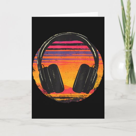 Headphones Music Dj Sunset Relaxed Music Headphone Kaart (Voorkant)