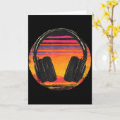 Headphones Music Dj Sunset Relaxed Music Headphone Kaart (Gele Bloem)