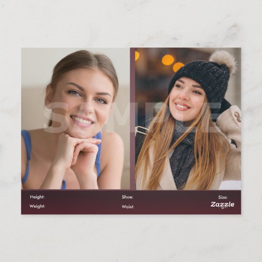 Headshot Actor & model 2-Sided Comp Briefkaart (Achterkant)