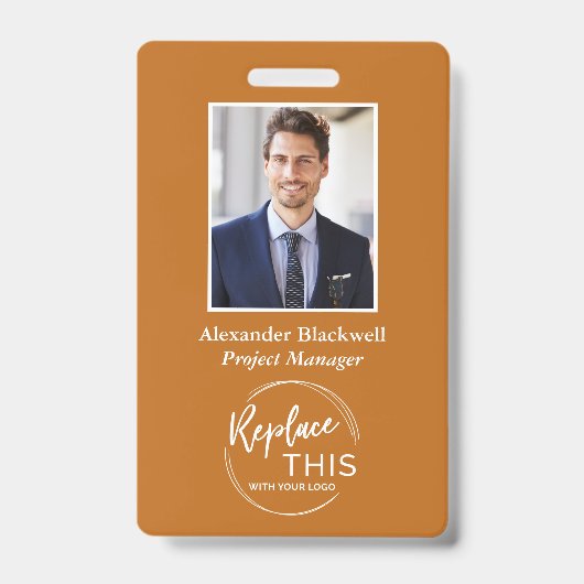 Headshot Custom Corporate Logo-Sinaasappel Badge (Voorzijde)
