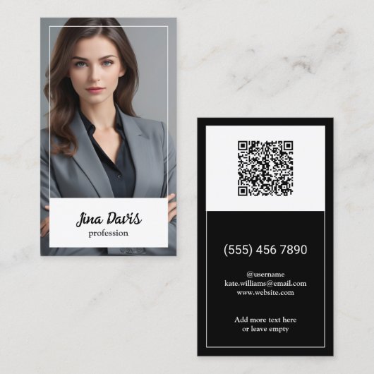 Headshot Custom QR Photo Visitekaartje (Voorkant / Achterkant)