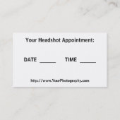 Headshot Fotograaf — Visitekaartje voor speciale a Afsprakenkaartje (Achterkant)