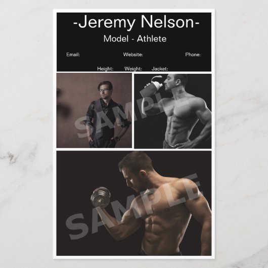 Headshot Mannelijke Actor Comp Card (Achterkant)