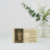 Headshot Sepia Textuur Model Actor Visitekaartjes (Staand voorkant)