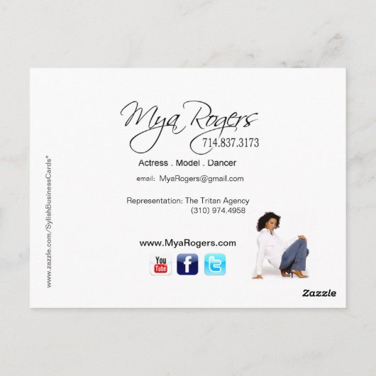 Headshot voor model | Actor Briefkaart (Achterkant)