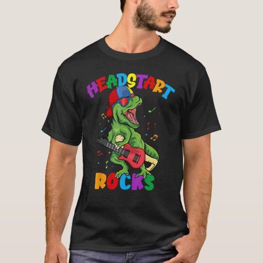 Headstart Rocks T-Rex Dinosaur Kids Back To School T-shirt (Voorkant)