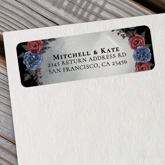 Headstone Floral Dark Gothic Wedding Address Etiket