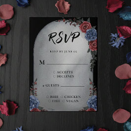 Headstone Floral Gothic Wedding RSVP Kaartje