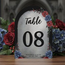 Headstone Floral Gothic Wedding Table Number Kaart