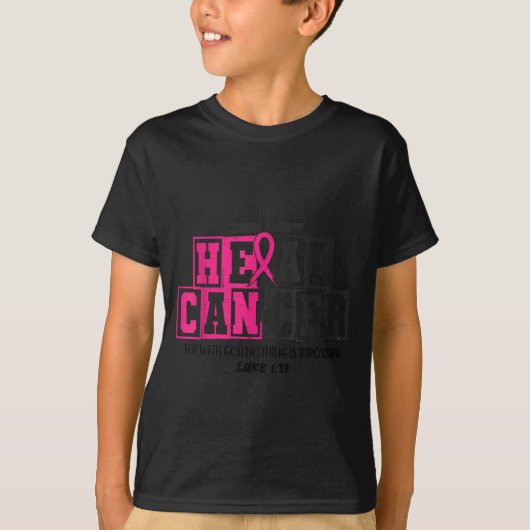 Heal Cancer Christian Believe God Breast Cancer Aw T-shirt (Voorkant)