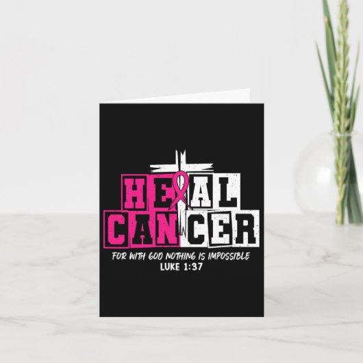 Heal Cancer Jesus Christelijk Roze Borstkanker AWA Kaart (Voorkant)