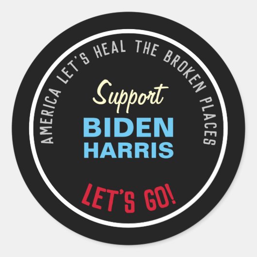 Heal De Gebroken Plaatsen Steun BIDEN HARRIS Ronde Sticker (Voorkant)