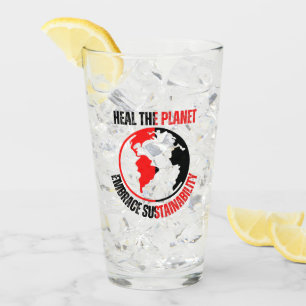 Heal de planeet, omhels duurzaamheid glas
