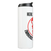 Heal de planeet, omhels duurzaamheid thermosbeker (Gedraaid links)