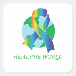 Heal de wereld vierkante sticker
