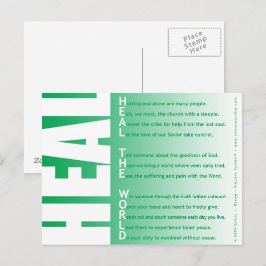 Heal the World (akrostisch) Briefkaart (Voorkant / Achterkant)