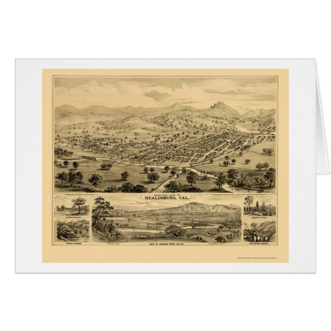 Healdsburg, CA Panoramic Map - 1876 (Voorkant Horizontaal)
