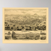 Healdsburg, CA Panoramic Map - 1876 Poster (Voorkant)
