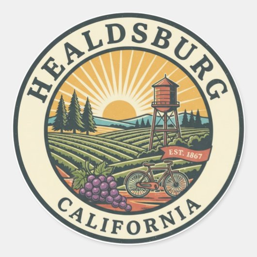Healdsburg California Travel Ronde Sticker (Voorkant)