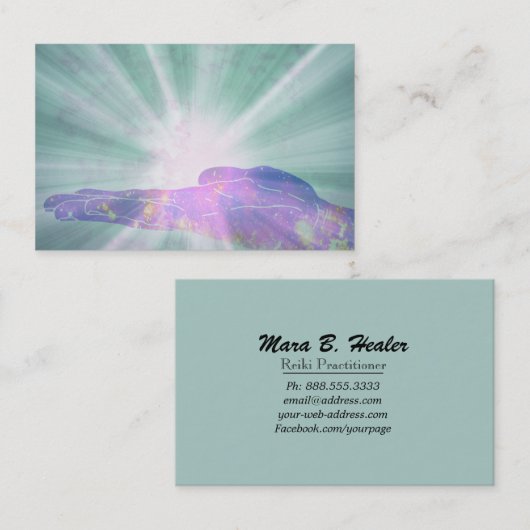 *~* Healer Hand Radiating Love and Light Energy Visitekaartje (Voorkant / Achterkant)