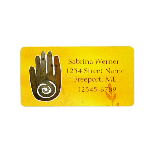 Healers Hands Native American Petroglyph Symbol Etiket (Voorkant)