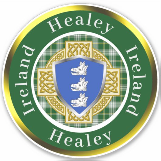 Healey Shield & Celtic Cross gepersonaliseerd Sticker (Voorkant)