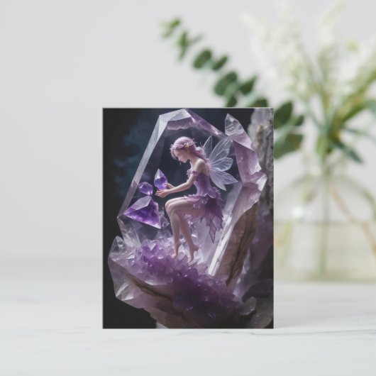 Healing Crystals Amethyst Fairy Birthday Kaart (Staand voorkant)