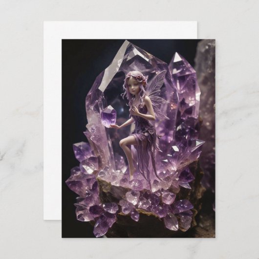 Healing Crystals Amethyst Fairy Verjaardag Bedankkaart (Voorkant / Achterkant)