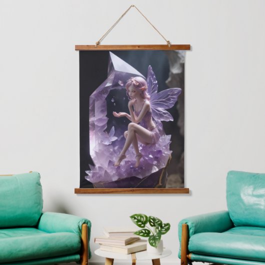 Healing Crystals Amethyst Fairy Wall Art Hangend Wandkleed (Woonkamer)