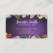 Healing Crystals en Edelstenen op Paarse Visitekaartje (Achterkant)