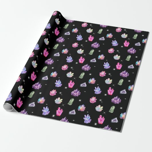 Healing Crystals Wrapping Paper Cadeaupapier (Uitgerold)