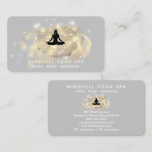 *~* Healing Energy Gold Woman Yoga Lotus Business Visitekaartje (Voorkant / Achterkant)