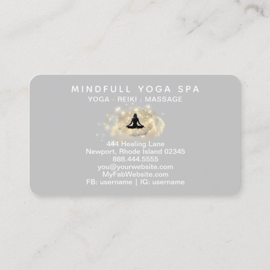*~* Healing Energy Gold Woman Yoga Lotus Business Visitekaartje (Achterkant)