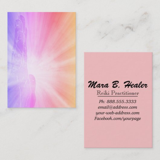 *"~* Healing Energy Hands Directing Healing Rays Visitekaartje (Voorkant / Achterkant)