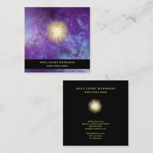 *~* Healing Energy Sun Burst Universe Cosmic Stars Vierkante Visitekaartje (Voorkant / Achterkant)