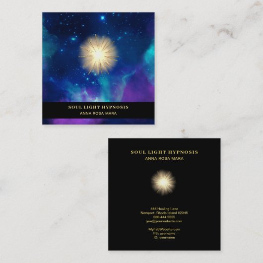 *~* Healing Energy Sun Burst Universe Galaxy Stars Vierkante Visitekaartje (Voorkant / Achterkant)