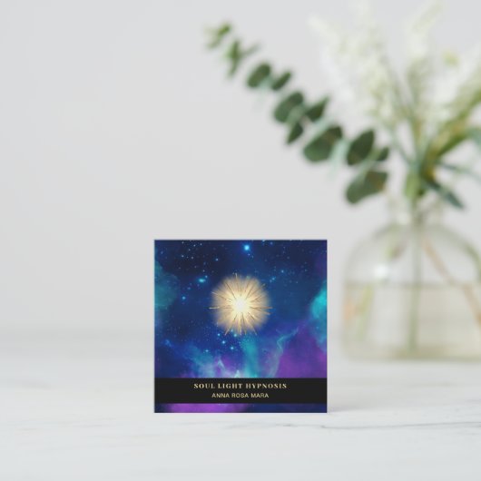 *~* Healing Energy Sun Burst Universe Galaxy Stars Vierkante Visitekaartje (Staand voorkant)