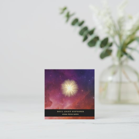*~* Healing Energy Sun Burst Universe Stars Cosmic Vierkante Visitekaartje (Staand voorkant)