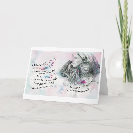 Healing God/verpleegster, vouwbaar Wenskaart, 5"x7 Kaart (Voorkant)
